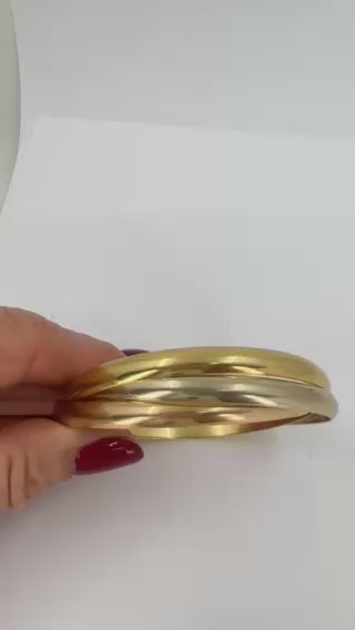 Cartier Trinity Bracelet 18k Yellow White Rose Gold Estate Jewelry