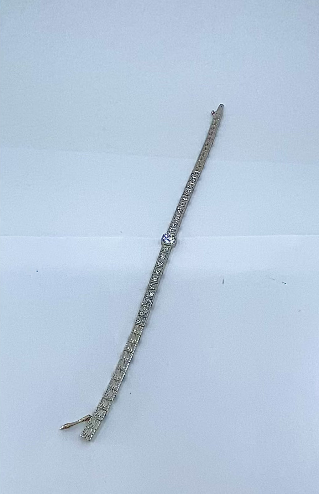 Vintage 14k White Gold Diamond Bracelet Estate Jewelry