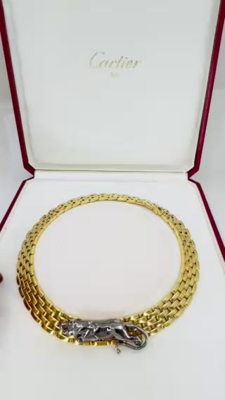 Vintage Cartier Panthere Necklace 18k Gold Estate Jewelry