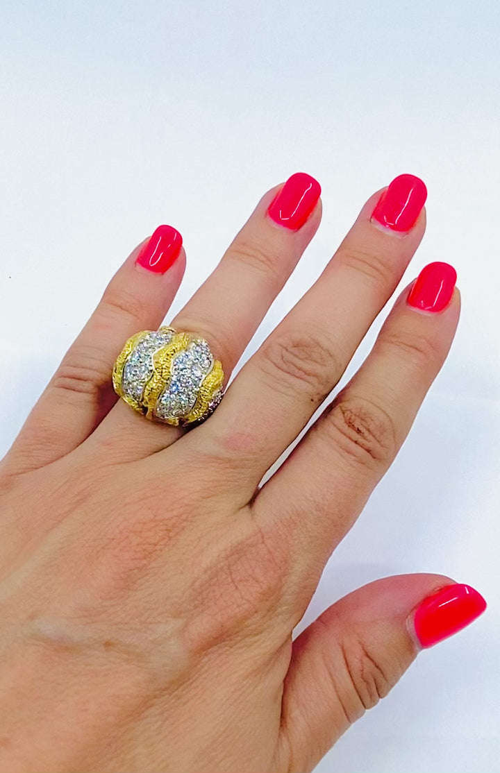 Vintage Diamond Dome Ring 18k Gold