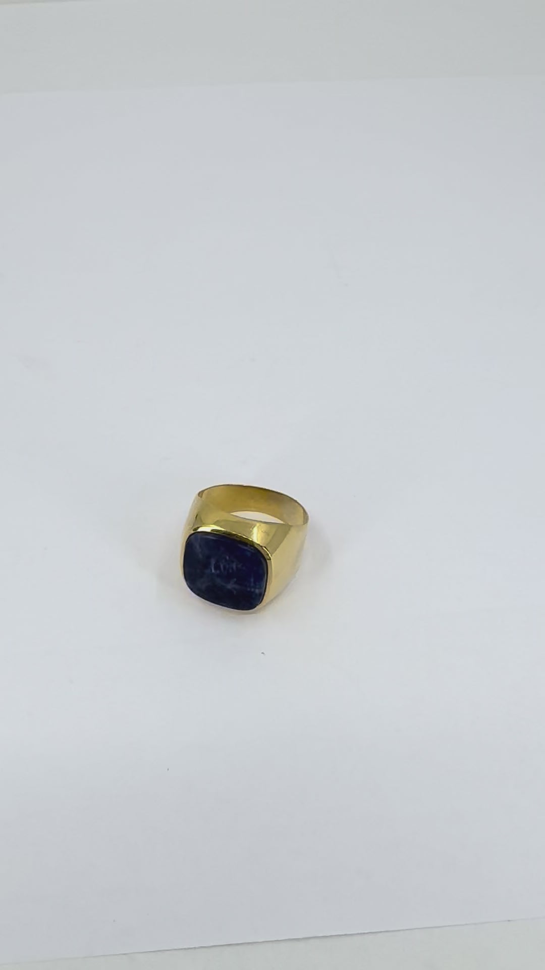 Vintage French 18k Gold Sodalite Signet Ring