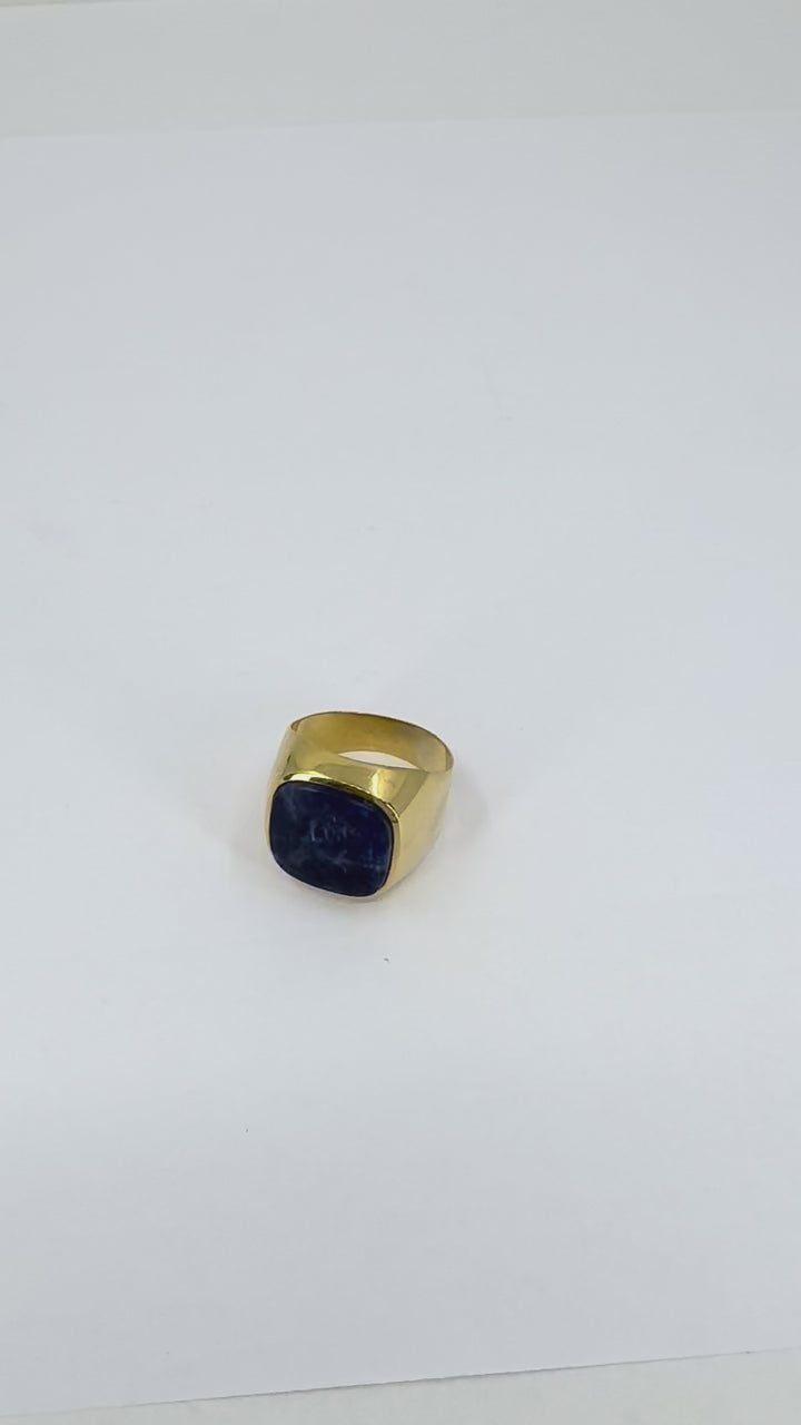 Vintage French 18k Gold Sodalite Signet Ring
