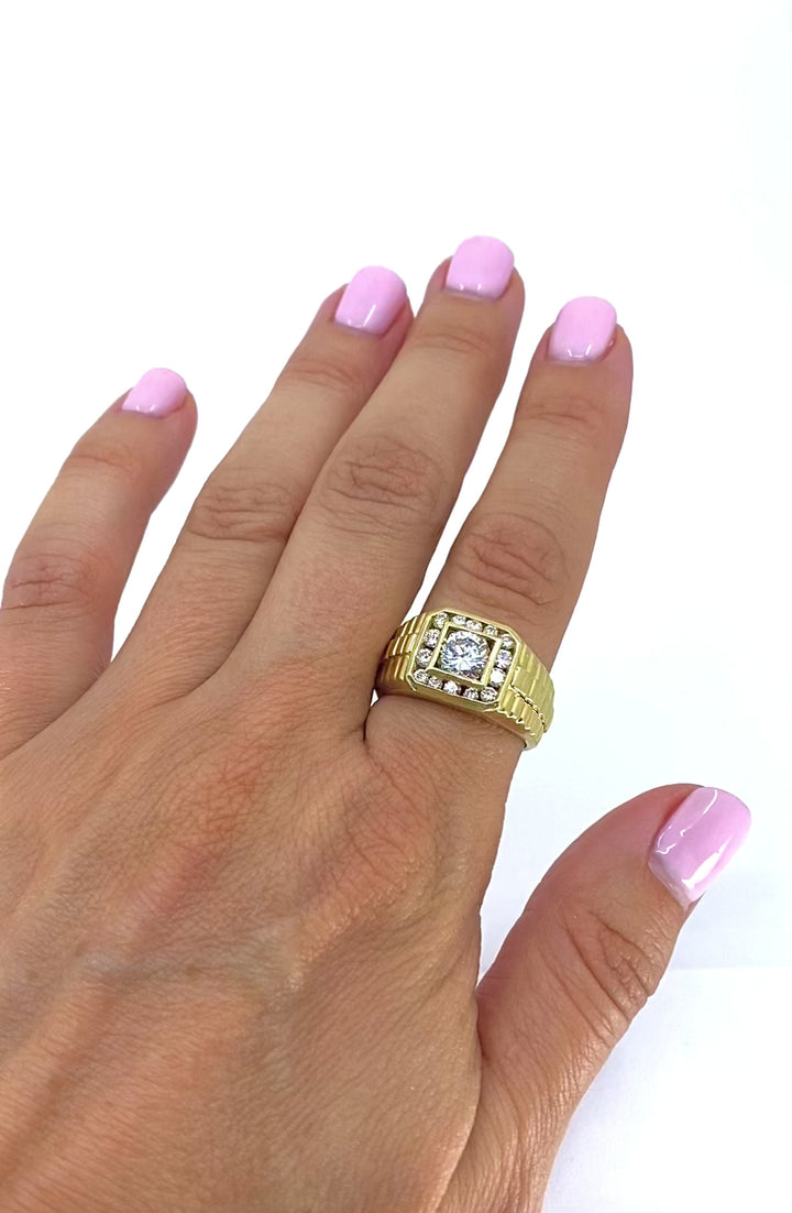 Vintage 14K Gold Diamond Men's Ring