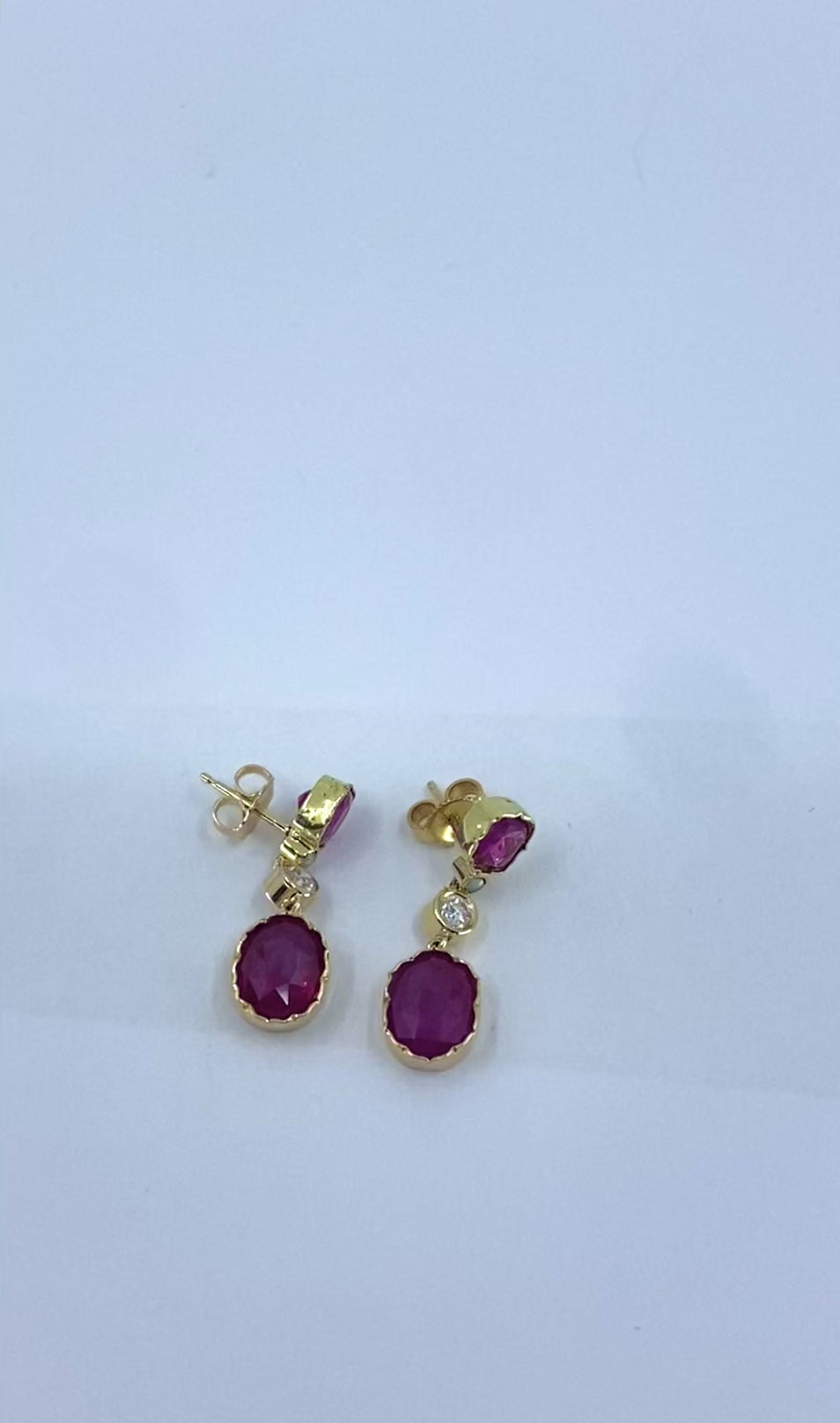 14k Gold Ruby Diamond Earrings Dangle Earrings