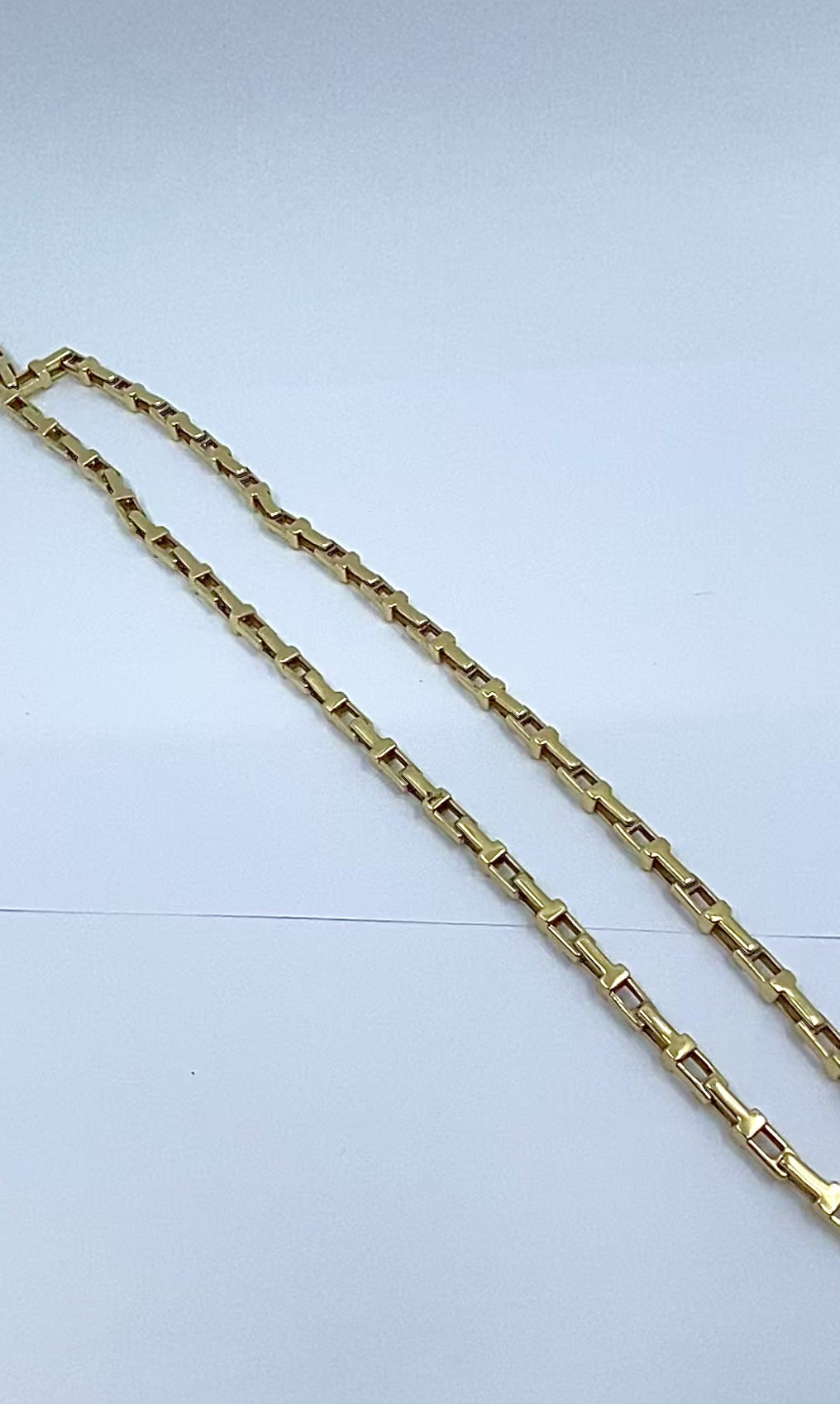 14k Yellow Gold Rectangular Bar Link Chain Necklace