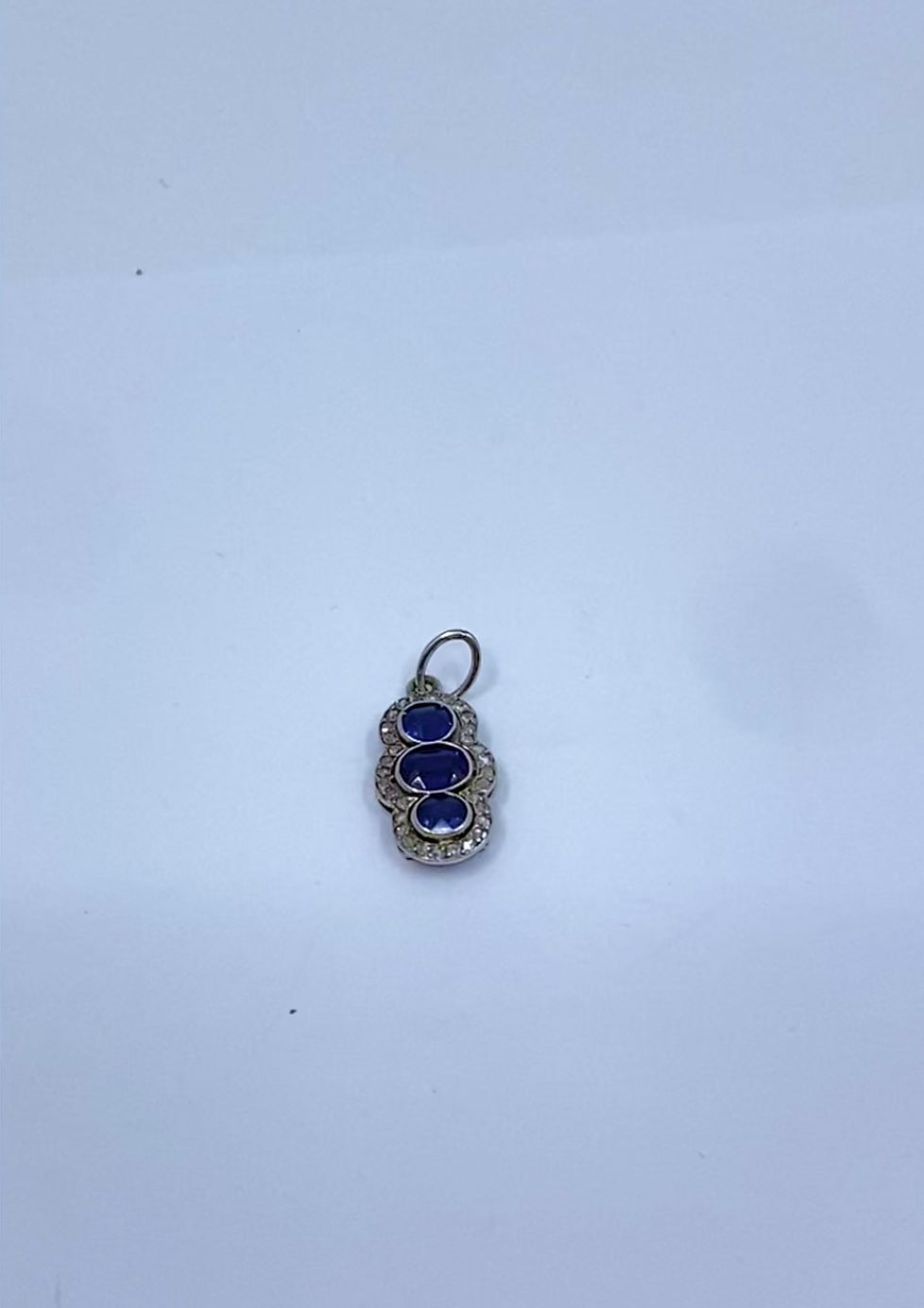 Antique 14k Gold Platinum-Topped Sapphire Diamond Charm Pendant