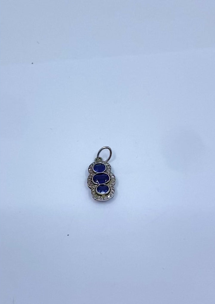 Antique 14k Gold Platinum-Topped Sapphire Diamond Charm Pendant