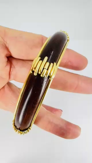 Vintage Van Cleef & Arpels 18k Gold Wood Bangle Bracelet Estate Jewelry