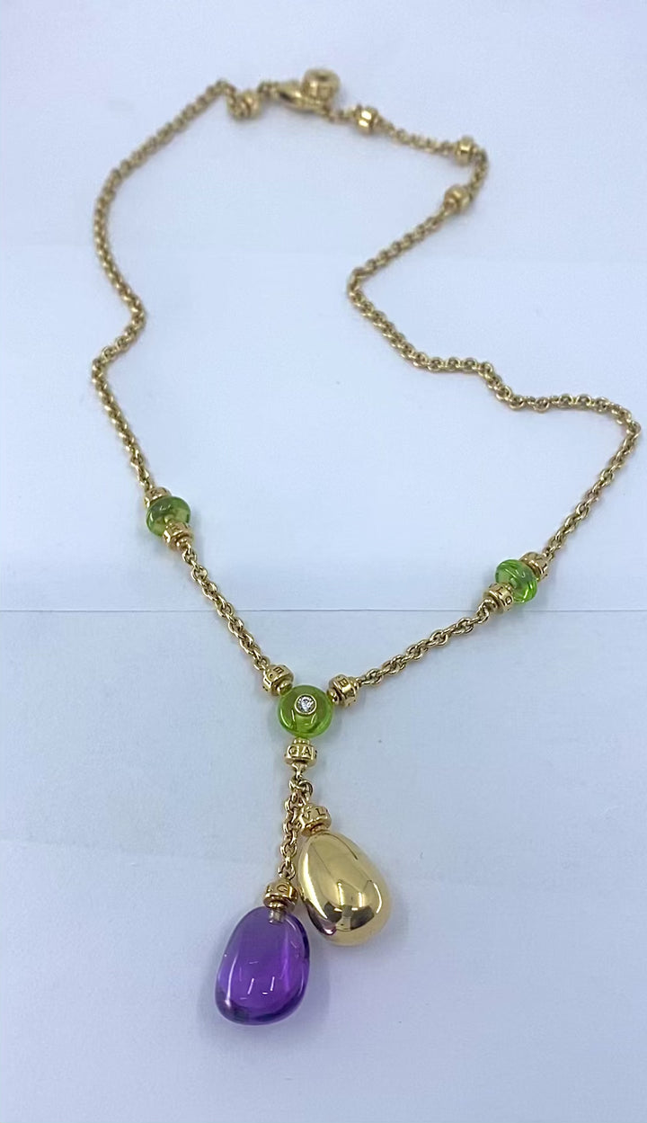 Bvlgari Bulgari 88 Club 18K Gold Amethyst Peridot Necklace