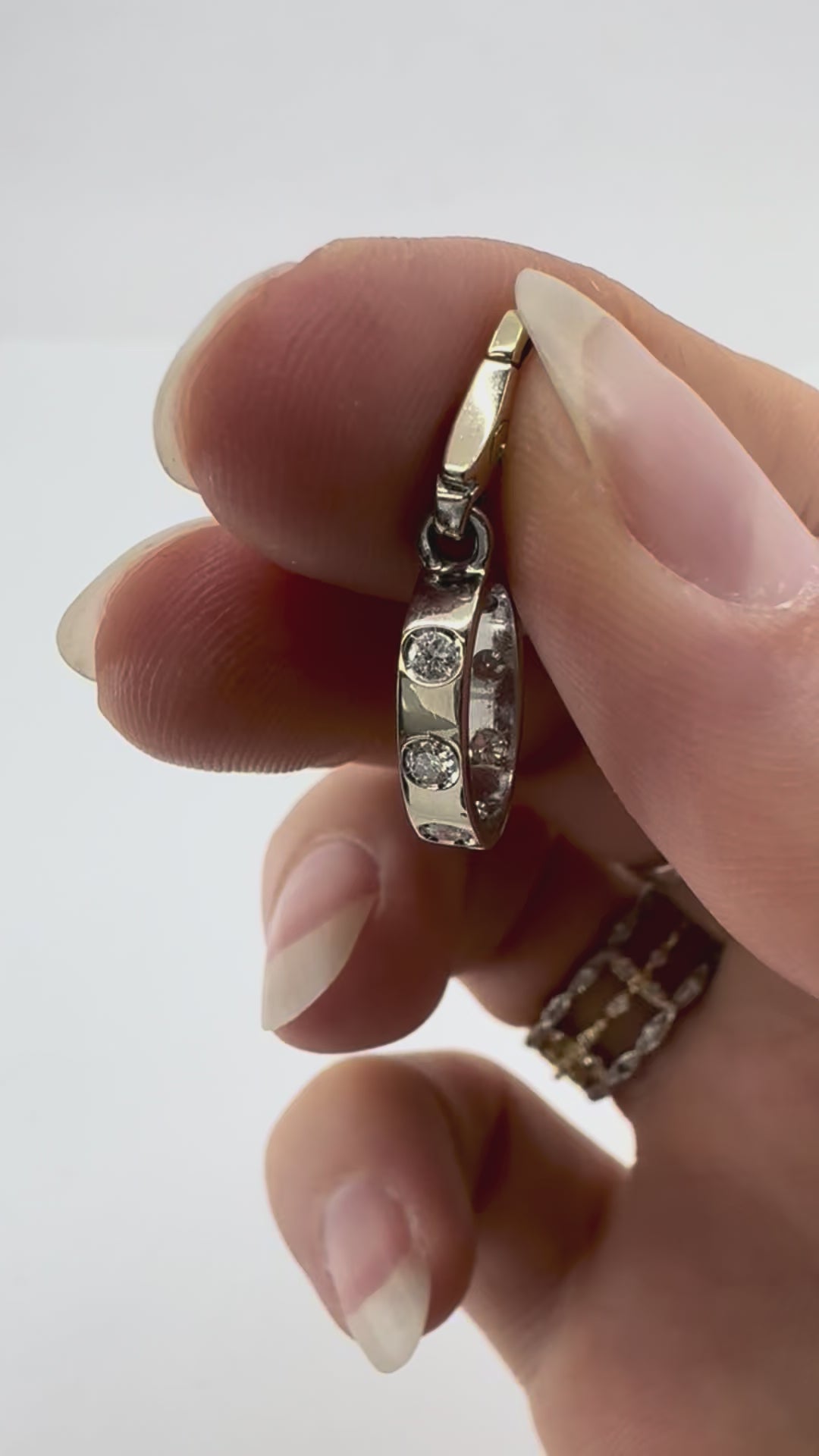 Cartier 18k White Gold LOVE Diamond Oval Charm Pendant