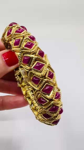 Sabbadini Vintage Bracelet 18k Gold Ruby Jewelry Italy