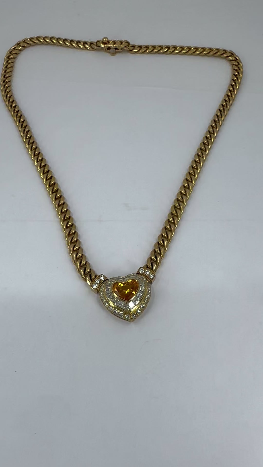 Vintage Bulgari Sapphire Diamond Heart Necklace