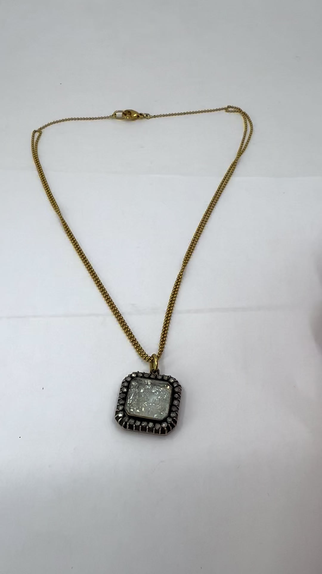 Renee Lewis 18k Gold Diamond Crushed Crystal Shake Pendant Necklace