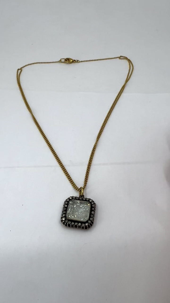 Renee Lewis 18k Gold Diamond Crushed Crystal Shake Pendant Necklace