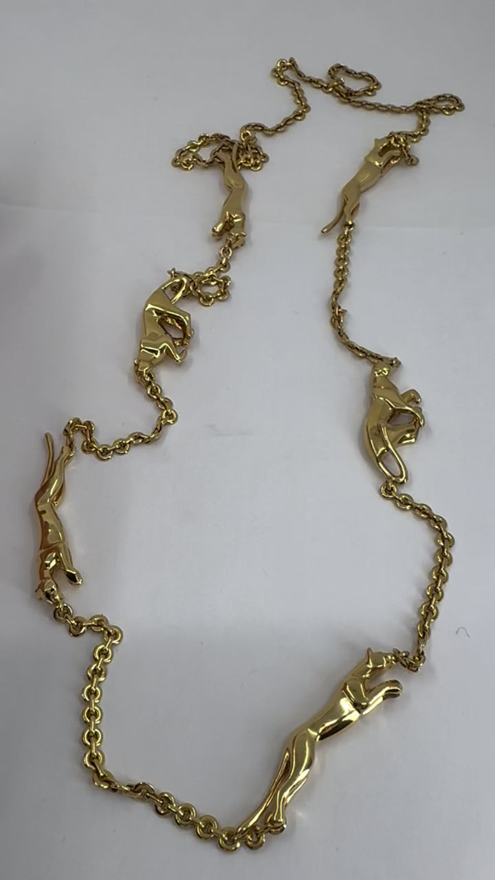 Cartier 18k Gold Panthere 6 Motif Chain Necklace