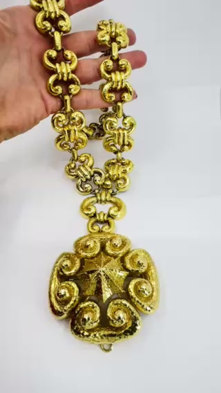 Vintage David Webb 18k Gold Necklace Removable Pendant Brooch Sautoir