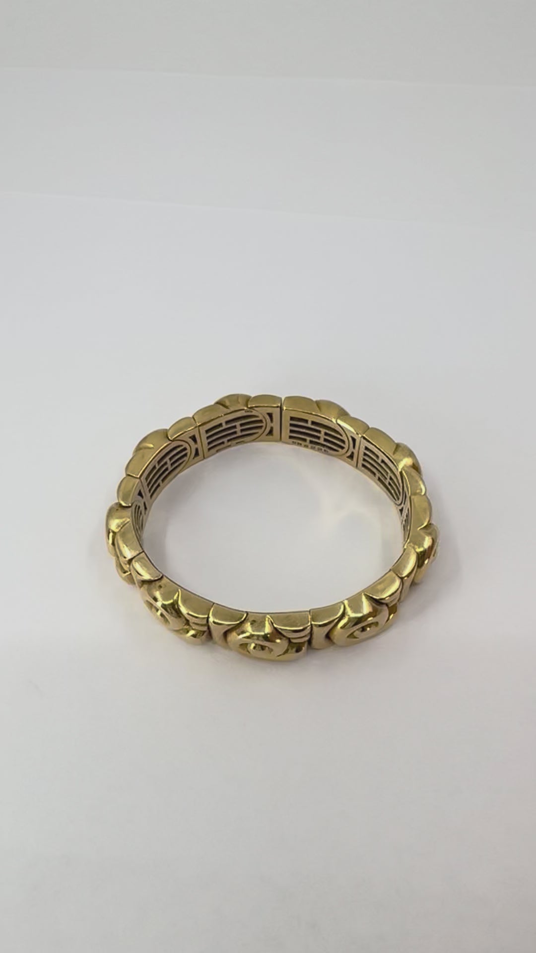 Vintage Bvlgari 18k Gold Steel Spiral Cuff Bracelet