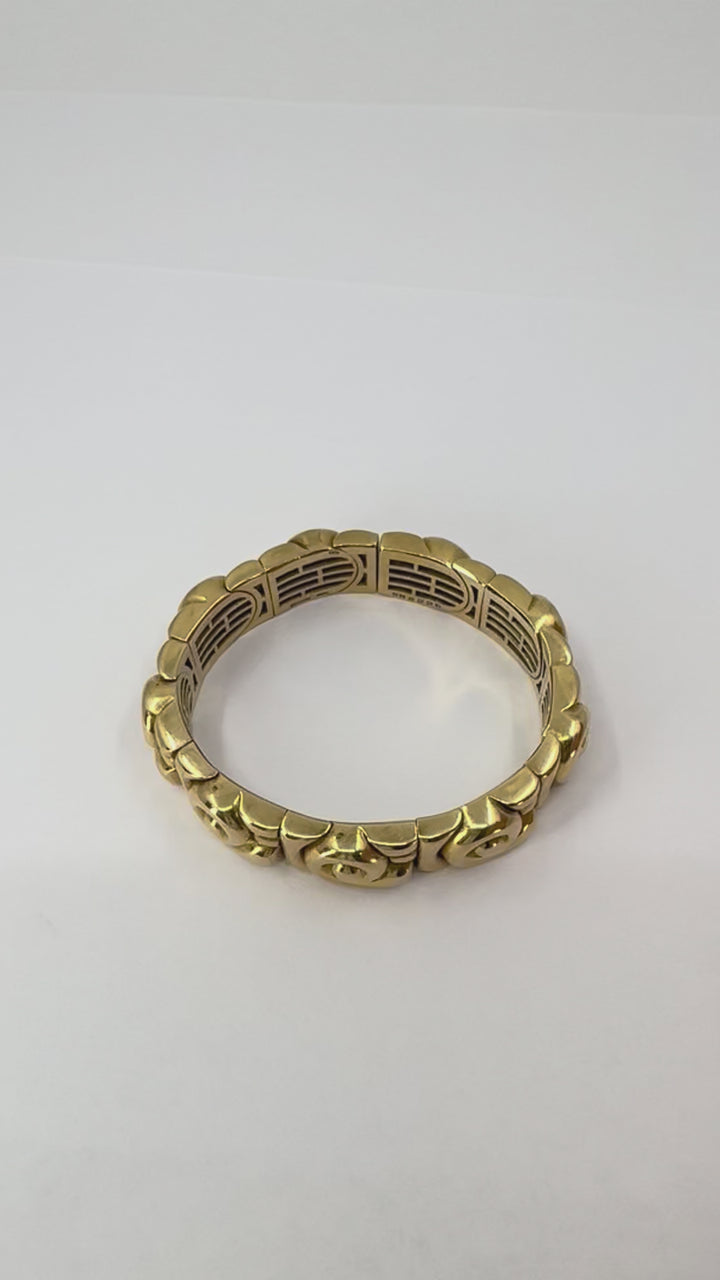 Vintage Bvlgari 18k Gold Steel Spiral Cuff Bracelet