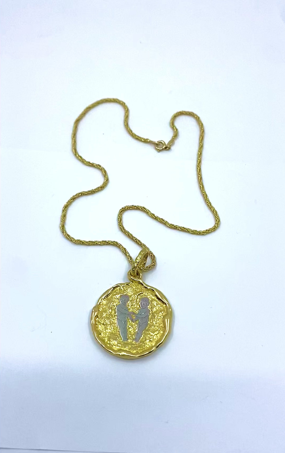 Chaumet Gemini Zodiac Pendant White Yellow Gold Necklace