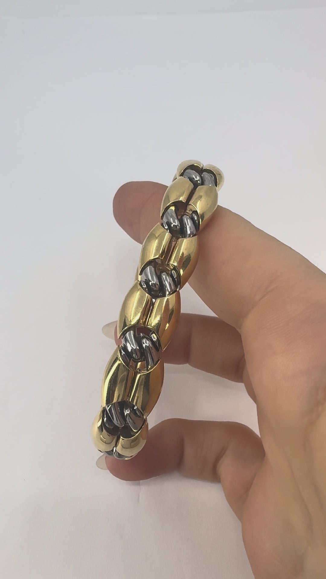 Vintage Bvlgari 18k Gold Steel Link Bracelet