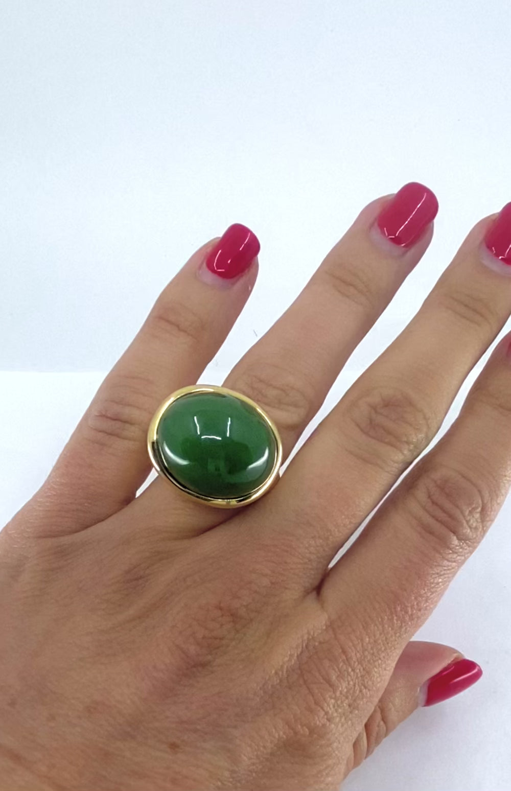 Tiffany & Co. Elsa Peretti 18k Gold Jade Cabochon Dome Ring