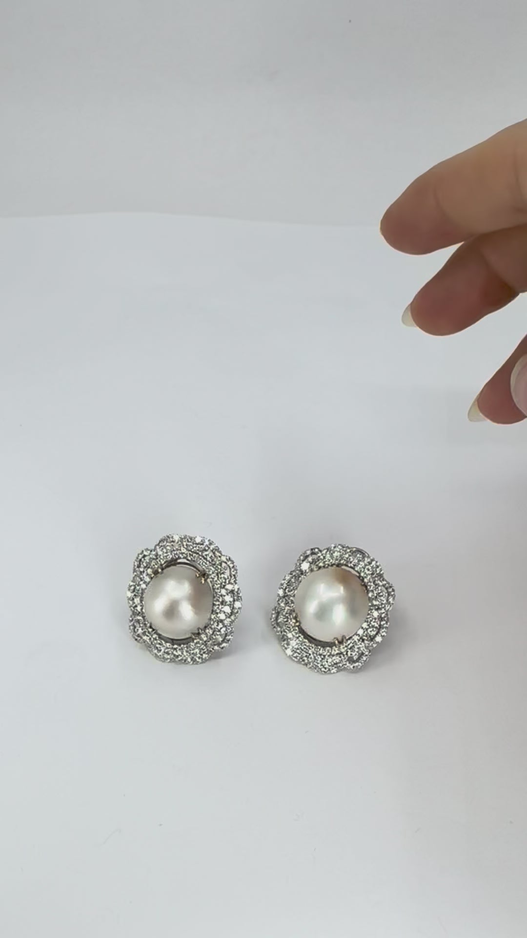 HANA 18K White Gold Mabe Pearl Diamond Drop Earrings