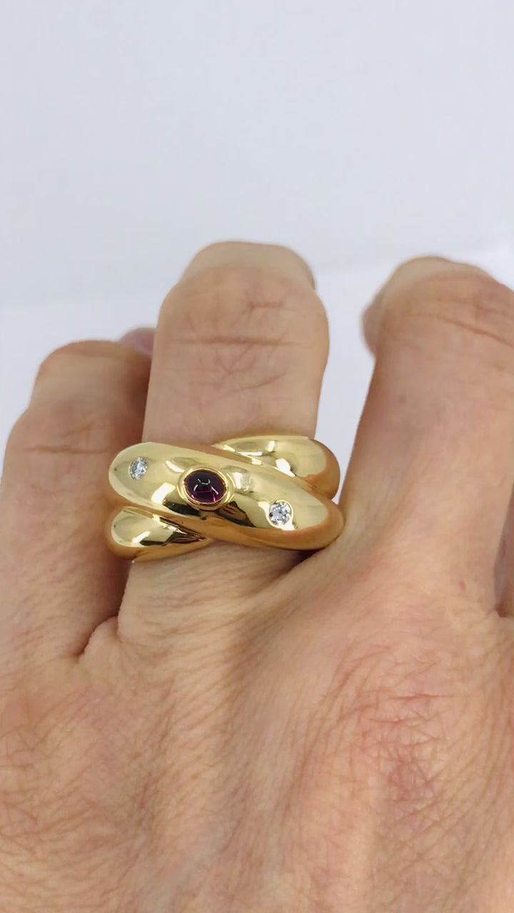 Vintage Cartier Ring 18k Gold Crossover Design