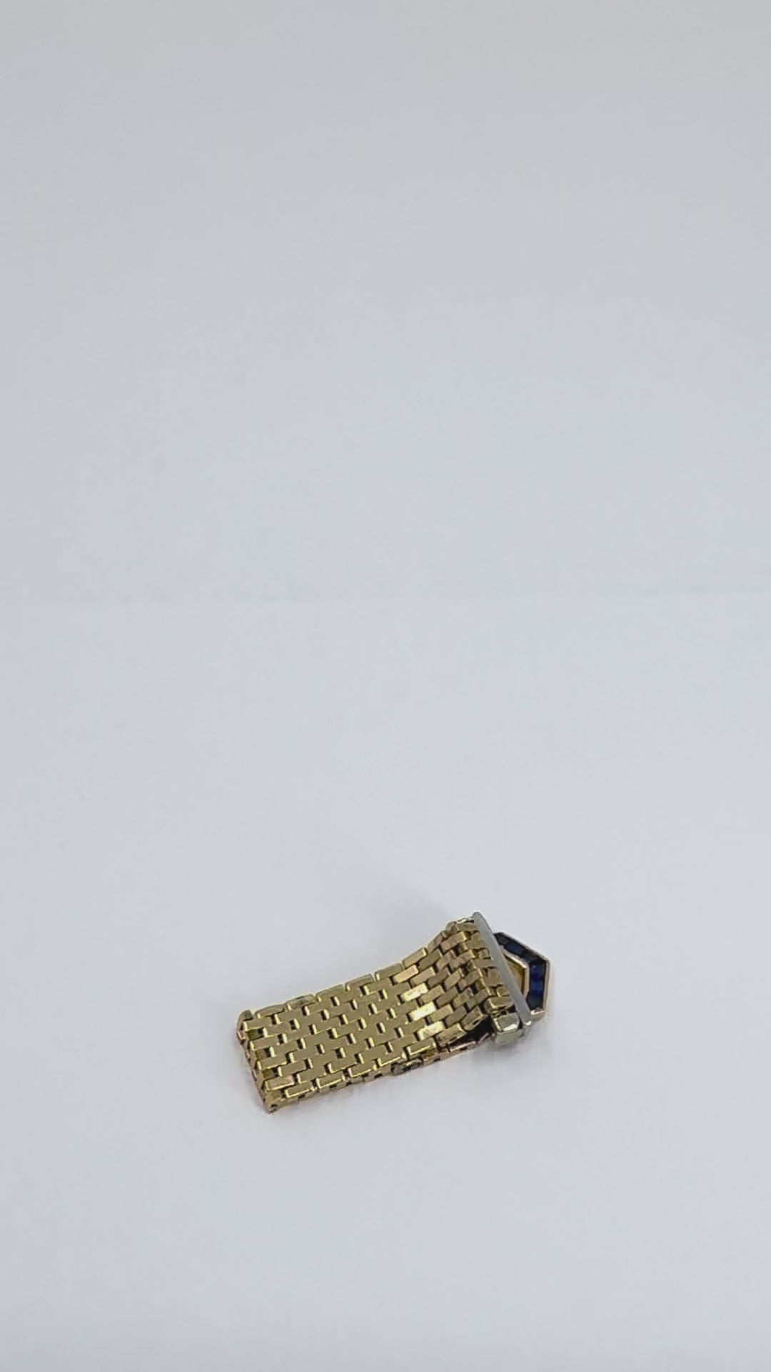 Vintage 14k Gold Platinum Diamond Sapphire Buckle Ring