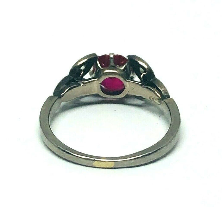 1950's Platinum Ruby Rose Cut Diamond Ring