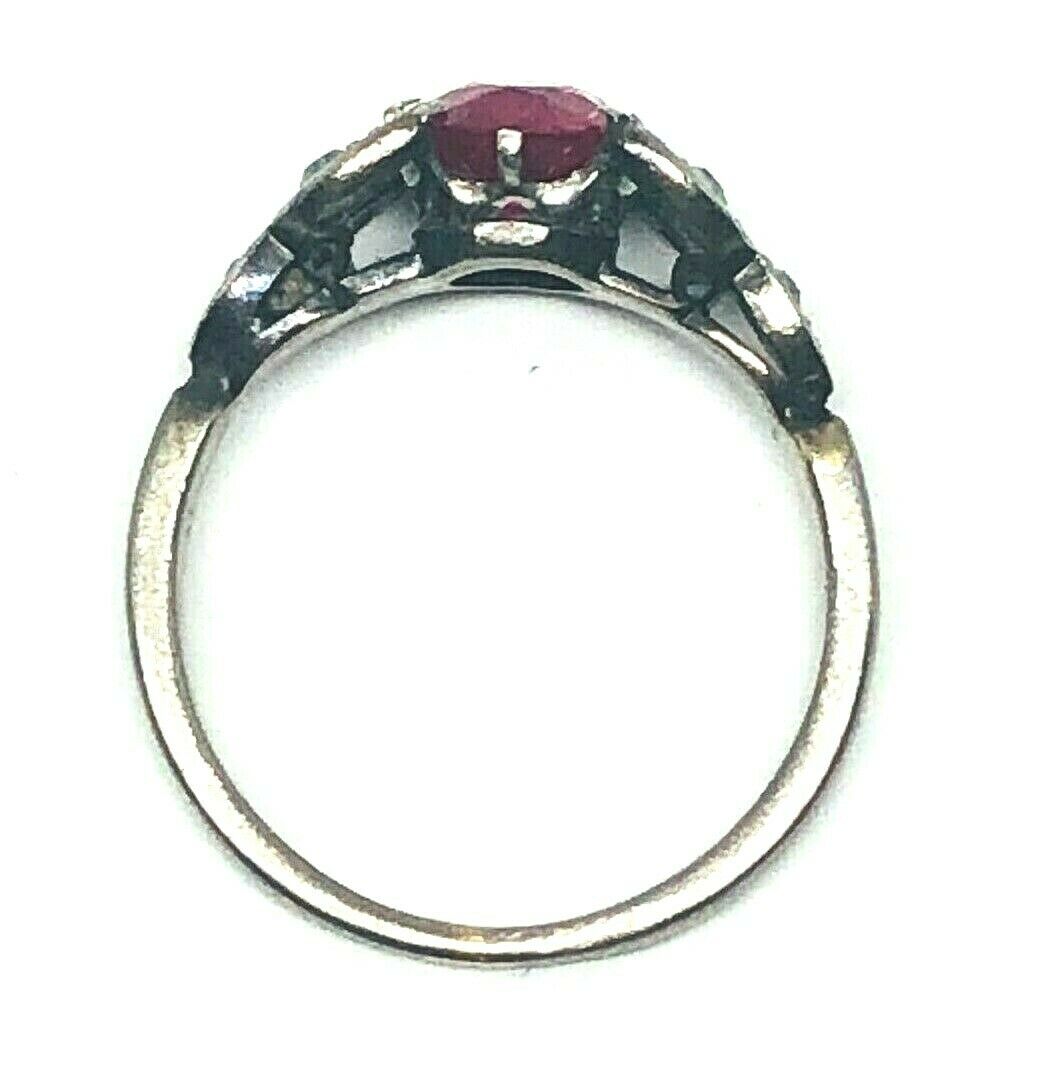 1950's Platinum Ruby Rose Cut Diamond Ring