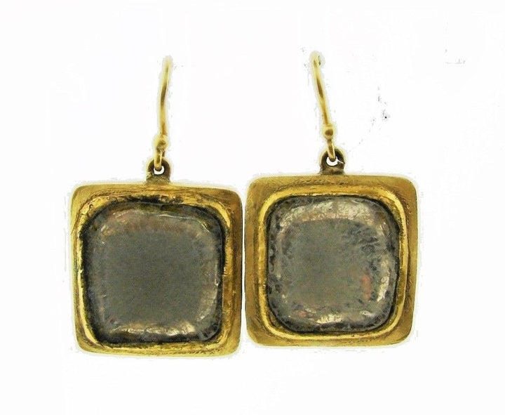 22k Yellow Gold & Rose Cut Diamond Earrings Circa 1890s Antique