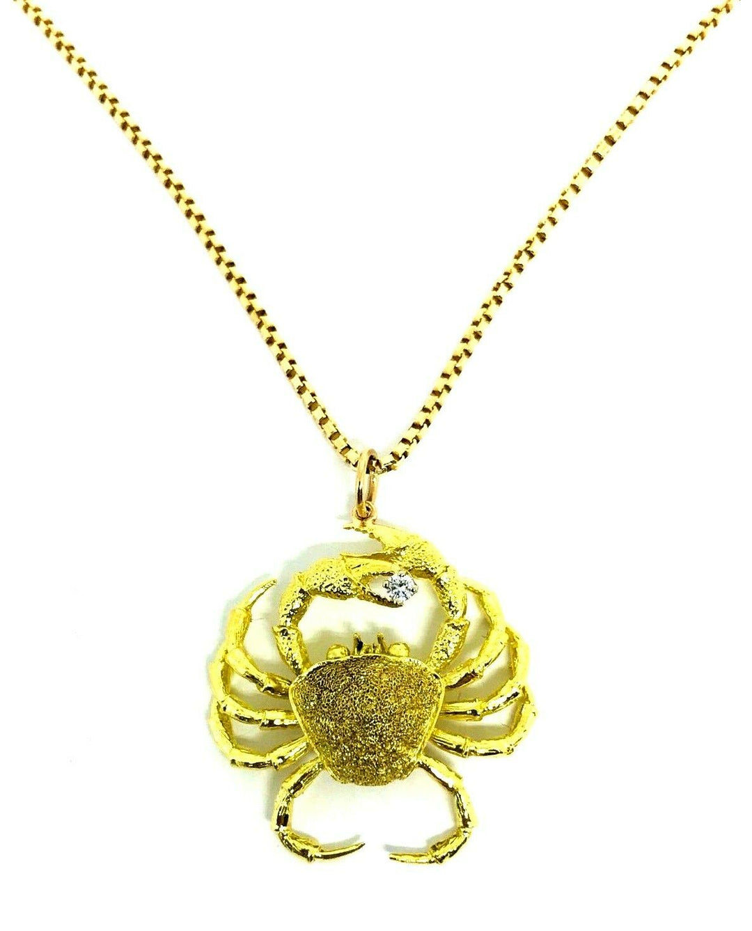 Modern Artisan Yellow Gold Diamond Crab Pendant Necklace