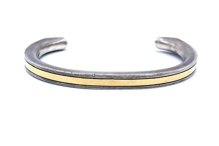 Cartier Vintage Sterling Silver 18k Yellow Gold Cuff Bracelet