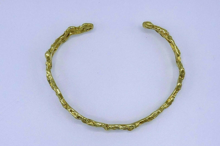 Artisan Hammered 18k Yellow Gold Bangle Bracelet