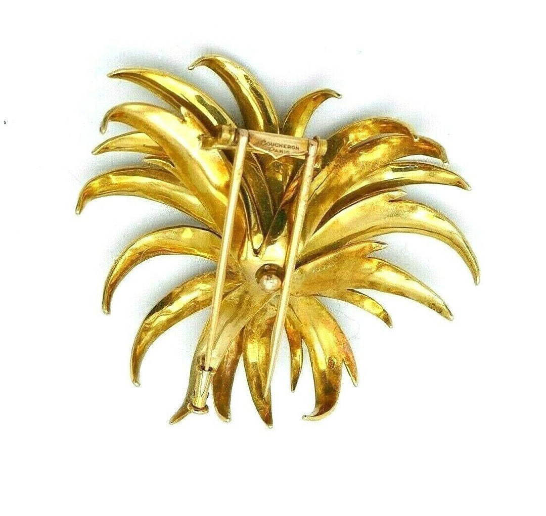 Boucheron Vintage Yellow Gold Diamond Enamel Flower Brooch