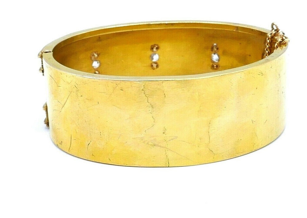 Victorian 14k Yellow Gold Diamond Bangle Bracelet