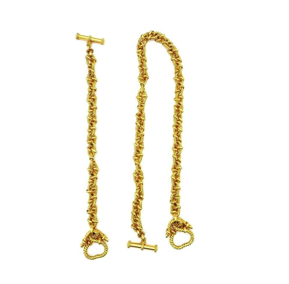 Vesco Italy Yellow Gold Rope Chain Necklace Bracelet Set