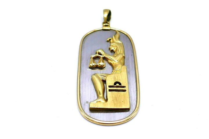 Libra Zodiac Vintage Astrological Two-Tone Gold Pendant