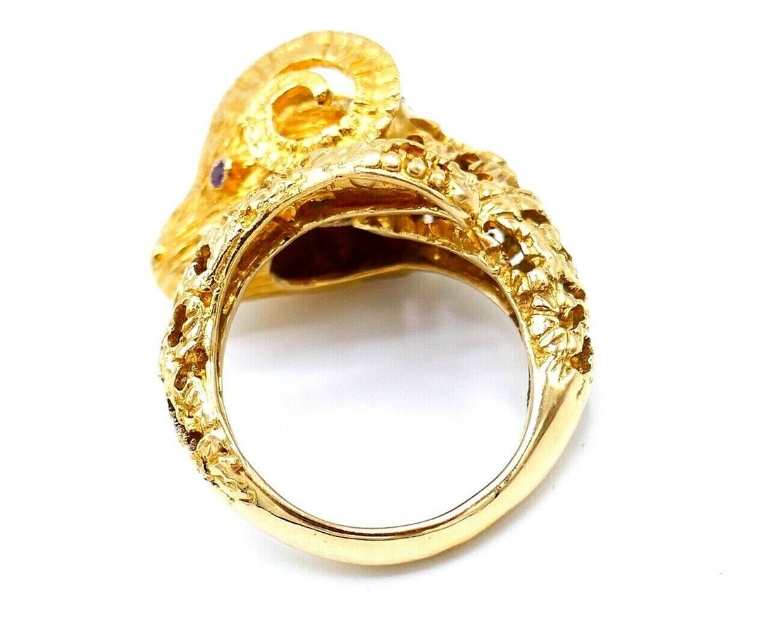 Ilias Lalaounis Filigree Yellow Gold Aries Astrological Ram Bypass Ring