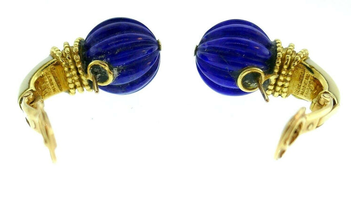 Boucheron Vintage 1970s Yellow Gold Lapis Earrings