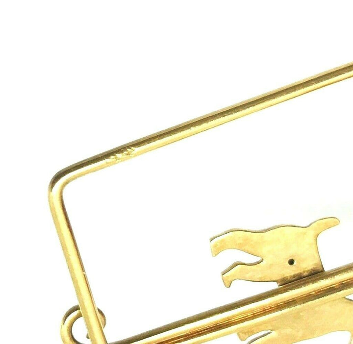 Vintage 14k Yellow Gold Enamel Ruby Dog Money Clip