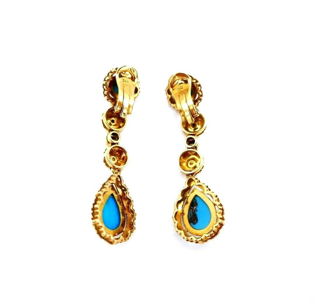 1970s Yellow Gold Turquoise Necklace Earrings Set