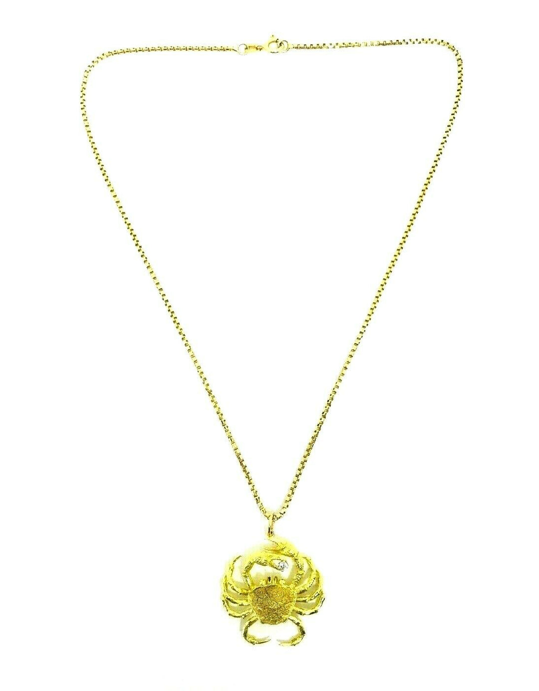 Modern Artisan Yellow Gold Diamond Crab Pendant Necklace