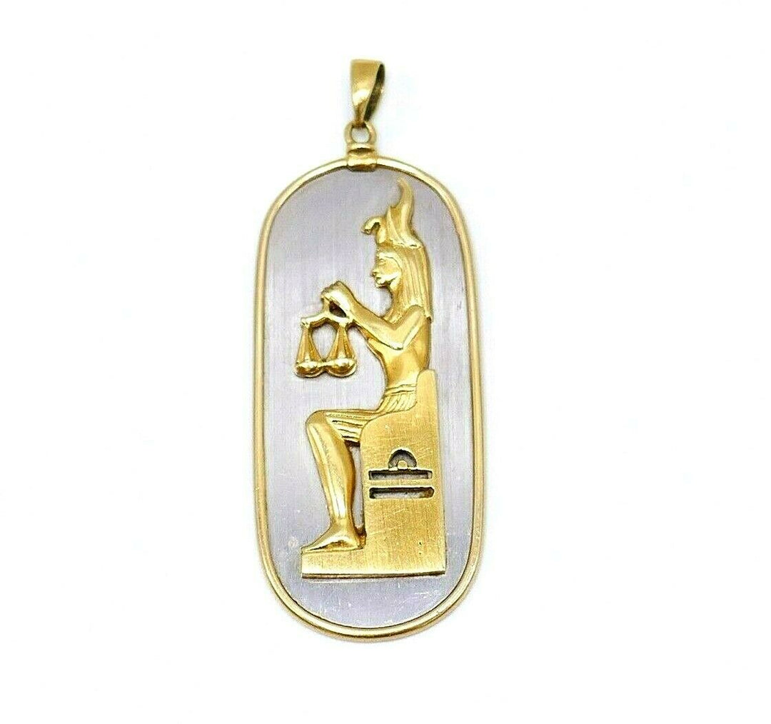 Libra Zodiac Vintage Astrological Two-Tone Gold Pendant