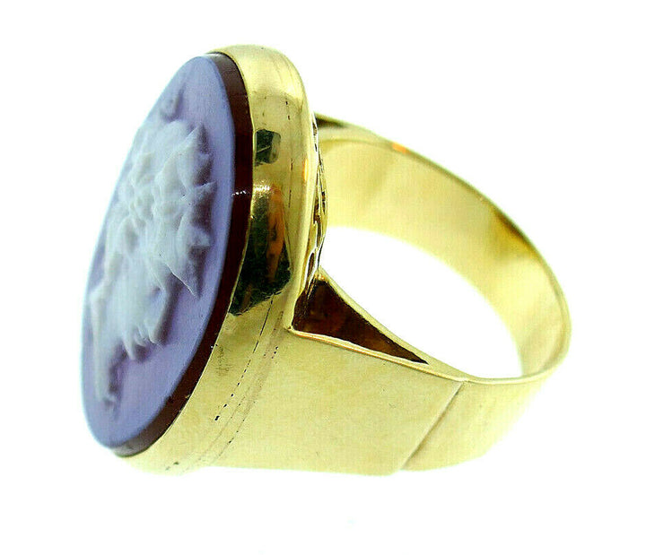 Vintage 14k Yellow Gold Agate Cameo Ring