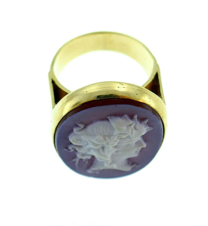 Vintage 14k Yellow Gold Agate Cameo Ring