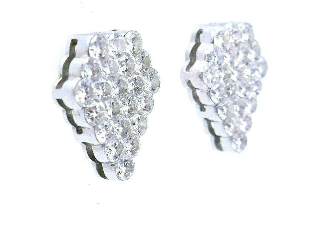 Modern White Gold Diamond Cone Earrings