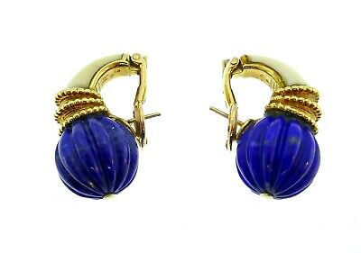 Boucheron Vintage 1970s Yellow Gold Lapis Earrings