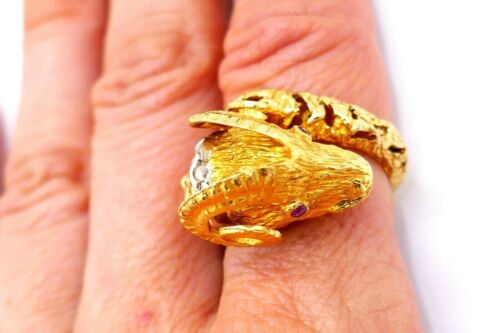 Ilias Lalaounis Filigree Yellow Gold Aries Astrological Ram Bypass Ring