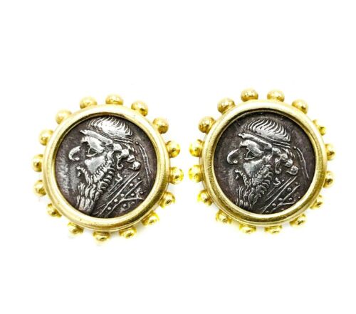 Elizabeth Locke 18k Yellow Gold Ancient Coin Earrings